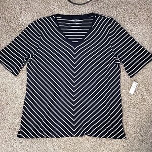 XL Talbots Black and White Striped Shirt